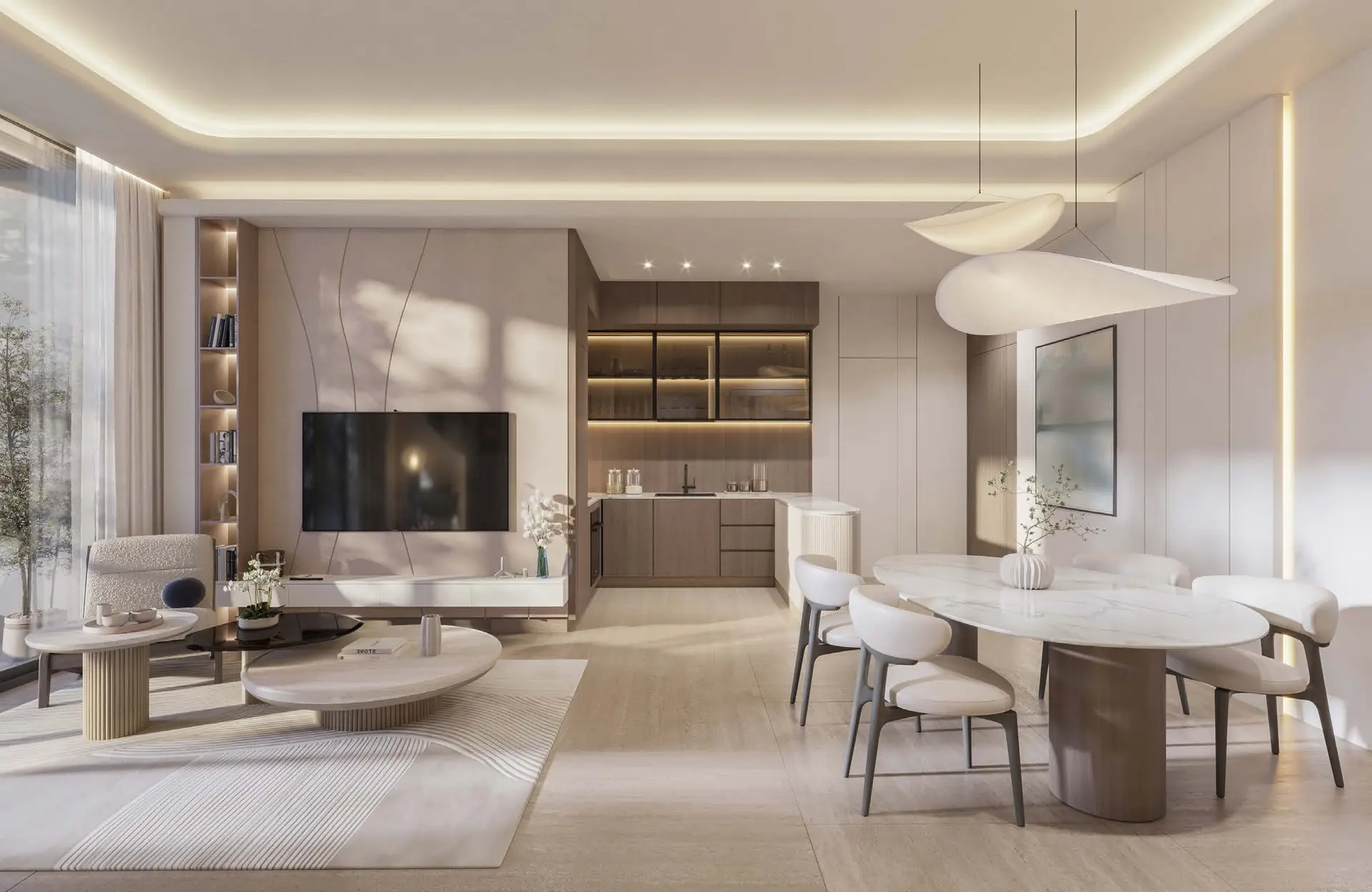 Celeste — open-plan living room flooded with natural light