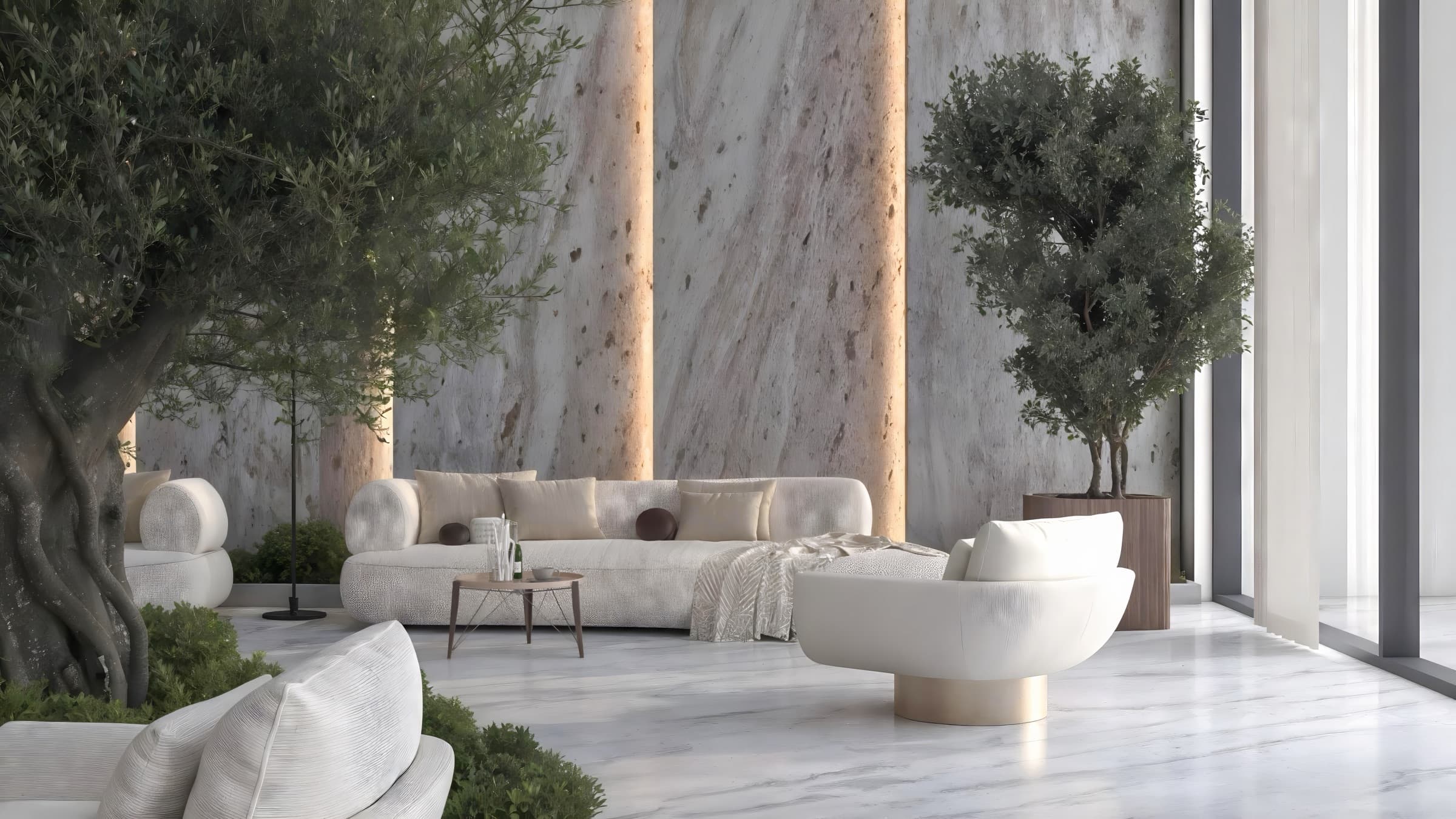 Sakura Gardens — elegant double-height residential lobby