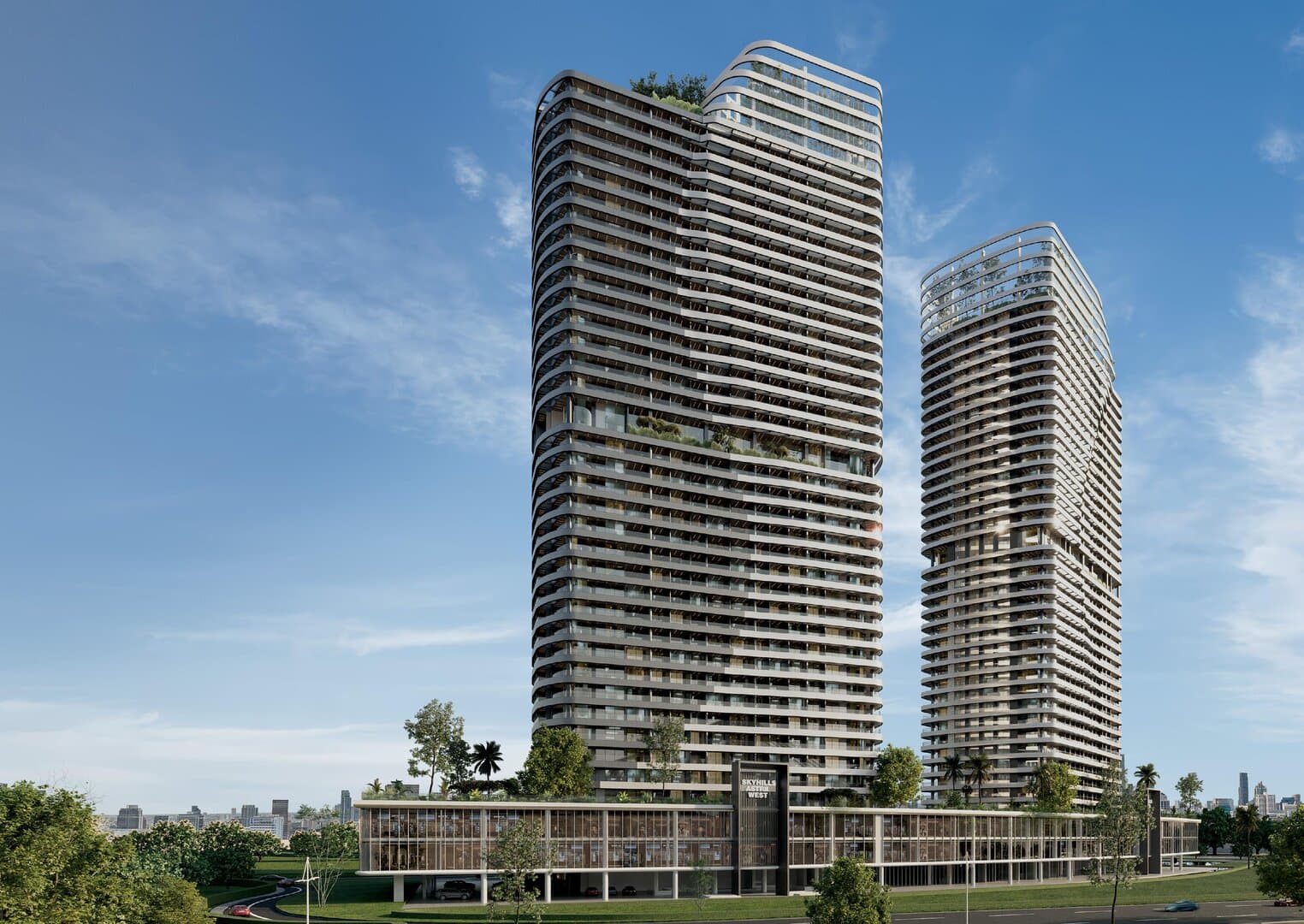 Sky Hills Astra — twin-tower exterior in Dubai Science Park